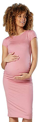 HAPPY MAMA. Donna Maternity Abito Elasticizzato prémaman Vestito Aderente. 183p (Rosa Scuro, IT 40, S)