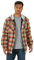 Wrangler Authentics Long Sleeve Quilted Lined Flannel Shirt Jacket with Hood Chemise, Rouge/Jaune, M Homme