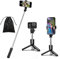 Eono Perche Selfie, 4 en 1 Mini Selfie Stick Trépied Monopode Réglable Télescopique Réglable avec Télécommande Amovible Compatible avec iPhone et Android Gopro Camera