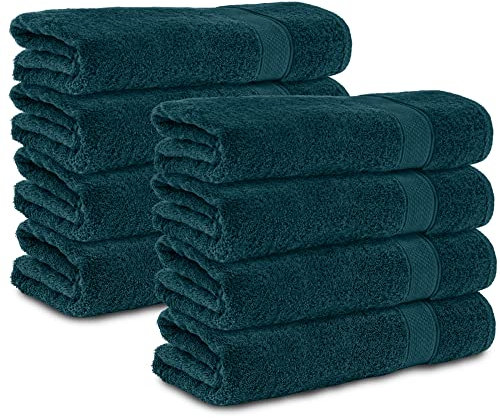 Komfortec 8er Handtücher 50x100 cm Set aus 100% Baumwolle, Frottee, Weich, Petrol