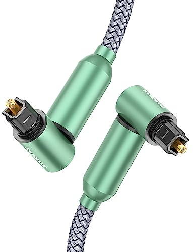 RAWAUX Câble Audio Optique Double 90 Degrés Cable Toslink à Angle Droit Câble Fibre Optique Numérique Compatible avec Barre de son, Home Cinéma, PS4, Playstation 2M