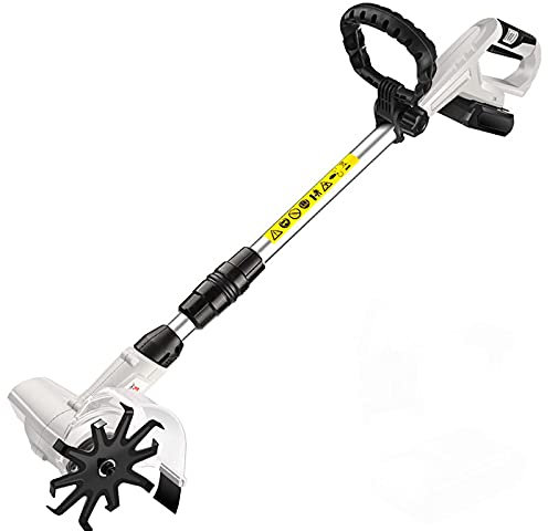 Samnuerly Electric Scarifier Cordless, Garden Tiller Rotavators with 2000Mah Rechargeable Battery, Electric Hand Tiller Hoe Soil Miller Tools Portable Cultivator for The Garden, Vegetable Plots