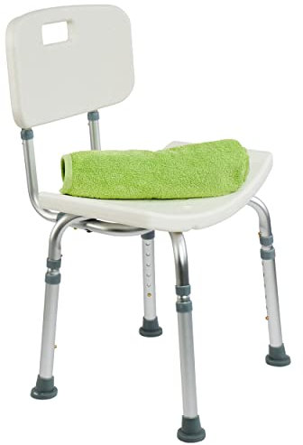 GOVITA - Sedia da doccia con schienale - sedile da doccia da vasca, sedia regolabile in altezza - Ausilio Supporto per Anziani - Sedia da vasca da bagno