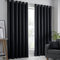 Fusion - Black Curtains W66 x L90 (168 x 229cm) - 2x Panels - Eyelet Curtains in Black - Thermal Curtains for Bedroom/Living Room - Black Curtains & Drapes - Black Door Curtains - Strata Collection