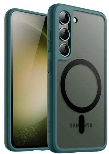 JETech Magnetisch Hülle für Samsung Galaxy S23+ / S23 Plus 5G 6,6 Zoll, Kompatibel mit MagSafe, Transluzente Matt Rückseite Stoßfeste Handyhülle (Nachtgrün)