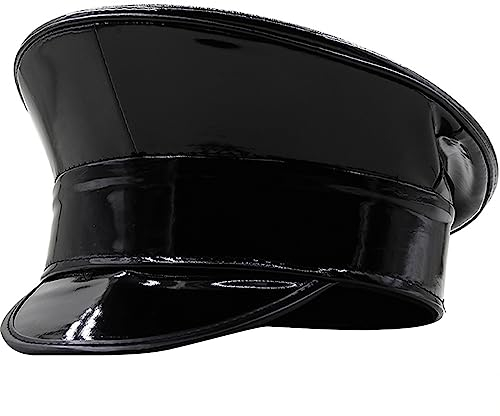 KieTeiiK Kapitän Hut, Glitter Holographic PU Lack Leder Kapitän Hut Unisex Matrosenhut Chauffeur Hut für 55-58cm Kopf, Modenschau Bachelorette Party Musik Festival Top Hat (6)