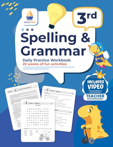 3rd Grade Spelling and Grammar Daily Practice Workbook: 20 Weeks of Fun Activities | Video Explanations | Homeschooling & Classroom Resource