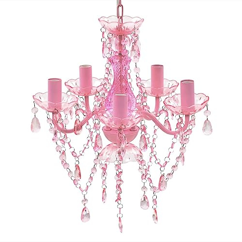 Homgoday Lampadario in Cristallo con 5 Lampadine Rosa