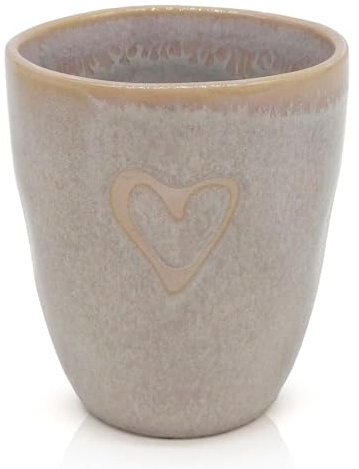 Mea-Living STONEWARE Espressobecher sand Herz, handgemachtes Steingut, 150 ml, wunderschönes handmade Geschirr
