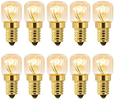 Backofenlampe E14 230V, Salzlampe E14 T22 Dimmbar, Warmweiß 2700K, 80 Lumen, Bis 300°C Hitzebeständiges, Für Backofen, Salzlampe, Grillöfen, Mikrowelle, Kühlschränke, Nähmaschine, 10 Stück
