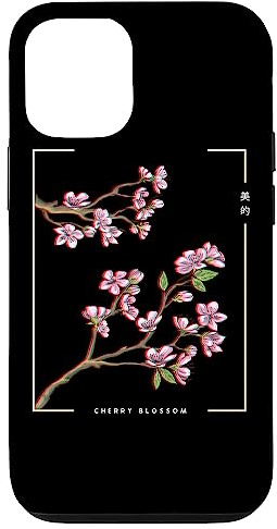 Japanese Aesthetic Vaporwave Cherry Blossom Glitch Anime Case for iPhone 12/12 Pro