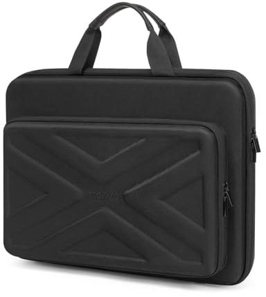 MOSISO 13-13.3 inch Laptop Hard Case, 14 inch Shockproof Waterproof Laptop Case Hard Shell Compatible with MacBook HP Dell, Carrying Sleeve Computer Bag with Sturdy Handle&Front Pocket&Belt, Black