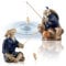 HESUSUSI Harz Figuren Angeln 2 Stück Angler Figur Klein Miniatur Fischer Statue Angeln Alter Mann Figur Alten Mann Garten Statue für Aquarium Micro Landschaft Bonsai Fee Garten Dekorationen