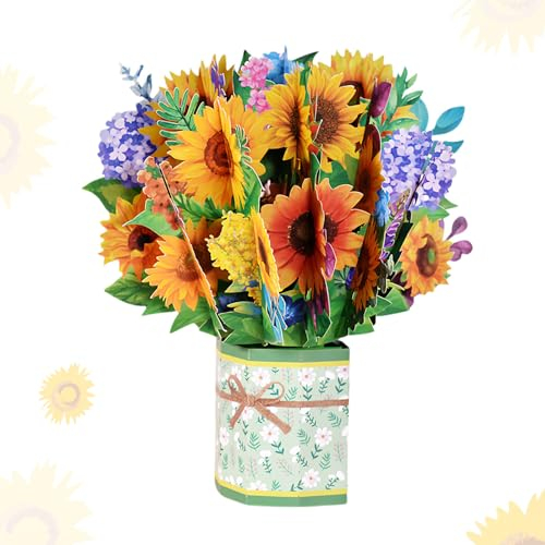scicent Geburtstagsgeschenk für Frauen Pop-Up Karte Blumen 3D Blumenkarte Popup Glückwunschkarte mit Blumenstrauß Bunter Blumenkarten 3D Geburtstagskarte Pop Up Hochzeitskarte mit Umschlag - 31603