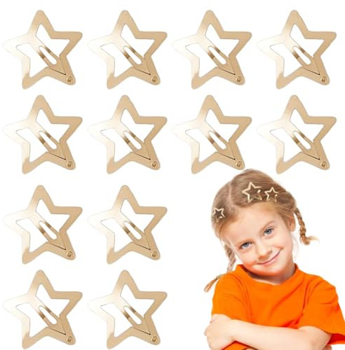 12er Pack Stern-Haarspangen Gold Haarschmuck Pentagramm-Haarspangen für Mädchen und Frauen