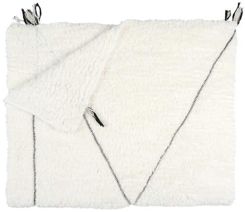 HOME DECO FACTORY, TX0110, Plaid Sherpa Blanc Motif Tressé 130x160 cm - Textile d'Intérieur, Jeté de Lit, Confort Doux, Design Élégant, Idéal pour Canapé ou Lit - Taille 130x160 cm, Couleur Blanc