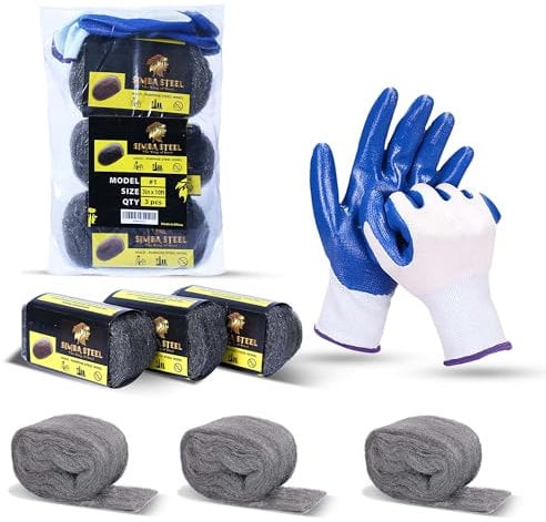 SIMBA Steel Wool - 3 Pack 3 x 10ft Steel Wool with Gloves, Ideal for Sealing Gaps and Holes in Home, Garage, Pipes, and Vents