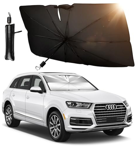 Parasol Paraguas Coche,Paraguas Parasol Coche,140 * 79cm Parasol Coche Delantero Paraguas,Parasol Coche Paraguas Plegable,Apto para para la mayoría de Coches,SUV, Camiones,protección UV