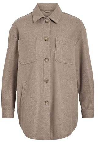 Vila Female Jacke Female Damen Oversize Hemdjacke VIKIMMI mit Knopfleiste – Leichte Shacket mit Brusttaschen und Seitentaschen
