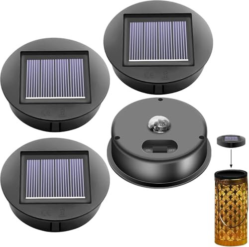 4 Stück Solarleuchten Ersatzteile: φ8cm Solarleuchten Ersatz Top mit Heller LED, IP65 Wasserdicht Solarpanel Hängende Laterne Ersatzoberteil, Solarpanel Ersatzteil für Solarlaterne Garten Auße und DIY