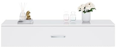 SUNXURY Schminktisch Holz Hängend Frisiertisch Kommode Einfaches Design weiß Hochglanz 1000 x 380 mm
