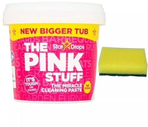 BRITBIO Pink Stuff 850g Cleaning Paste – Non-Toxic, Multi-Purpose Cleaner for Kitchen, Oven, Bathroom & Stain Removal – Tough on Dirt & Grease –Ideal for Home, Sink & Hob – Includes 1 x Scrubbing Spon