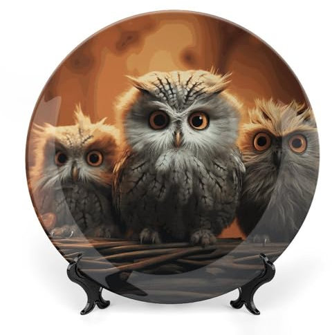 LYHVSFJW Assiette décorative en céramique pour bébé, assiette décorative en porcelaine anglaise de 17,8 cm pour présentation, assiettes bohème personnalisées avec présentoir, assiettes à dessert