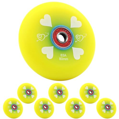 JCCHT 83A 80mm 76mm 72mm 70mm 68mm 64mm 62mm Inline Skates Rollen für Outdoor und Indoor Hockey-Roller mit Kugellagern, Gelb, 70mm