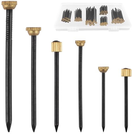 UFUFMATE Nägel zum Aufhängen von Bildern, 6 Größen, schwarze Stahlnägel und Messingkopf, Hardware-Aufhänger zum Aufhängen von Gemälden, Wandrahmen, 150 Stück (schwarz)