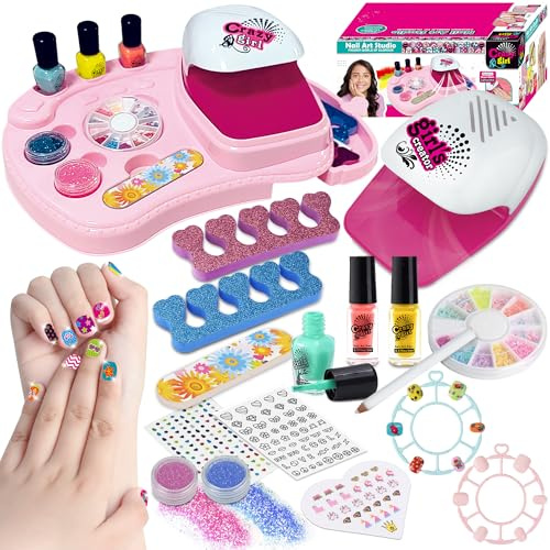 ANGREEL Kit Unghie Bambina, Set per Nail Art per Bambine e Ragazze 3 6 7 8 9 10 11 12 anni, Unghie Set Manicure Gioco,Kit Gioco Per Unghie Bambina Accessori Nail Art Giocattoli Regali Natale Compleann