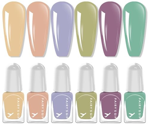 6Pcs Peel Off Nail Polish - Macaroon Pure Color Nail Varnish Sets - Water-Based Quick Drying Nail Polish Set All Seasons Art Salon Valentine's Day Gifts Manicure 2ML Mini Bottle