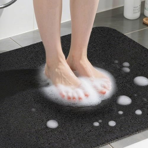 COSYLAND Duschmatte rutschfest 80x80, Badewannenmatte rutschfest mit Ablauf, Weiche PVC-Luffa Rutschmatte Dusche, Schnell Anti Rutsch Badematte, Schwarz