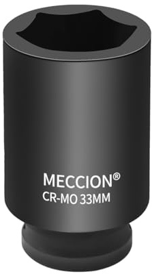 Meccion Douille à Chocs 33mm en 1/2 Pouce Entraînement, Robuste Cr-Mo 6 Pans Douille Profonde, 78mm Longue