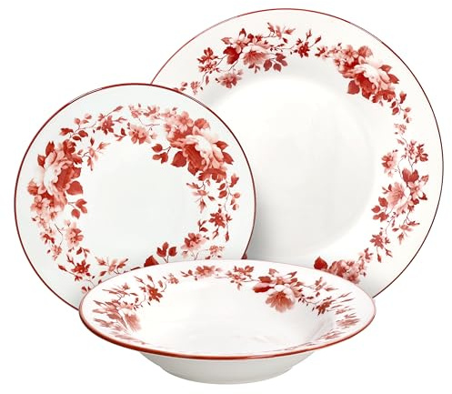 Tognana Charlotte, Servizio piatti 18 pezzi per 6 persone, Porcellana, Rosso