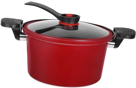 TOYANDONA Olla de Baja Presión Roja de Olla Multifunción Antiadherente para Estufa para Sopas Guisos y Cocción Doméstica
