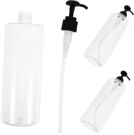 VALICLUD 3PCS Refillable Press Pump Bottles Transparent Empty Subpackaging Containers for Shampoo Body Lotion Hand Soap Plastic Round Shoulder Bottles with Black Pump Heads for Home