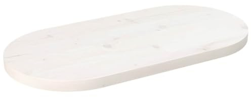 ULUYYUC Piano di ricambio in legno di pino massiccio, bianco, 60 x 30 x 2,5 cm, ovale, montaggio immediato, per tavolini, comodini, cucina, ufficio, design scandinavo moderno