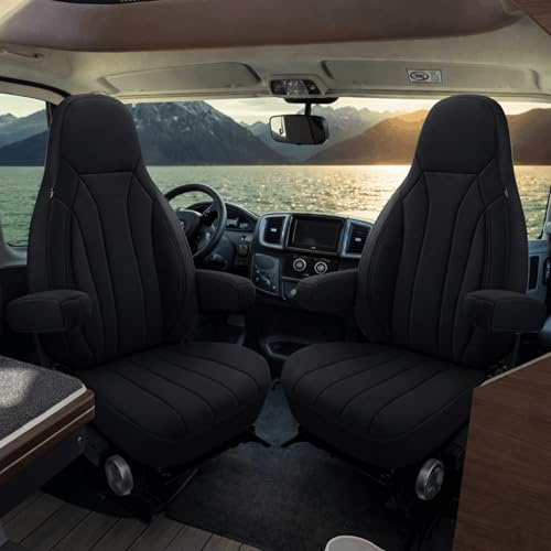 Auto Interieur Meester AIM Lot de 2 housses de siège compatibles avec Fiat Ducato, camping-car, pour conducteur et passager avec housses d'accoudoir, compatibles avec Pössl, Knaus, Adria, Carthago