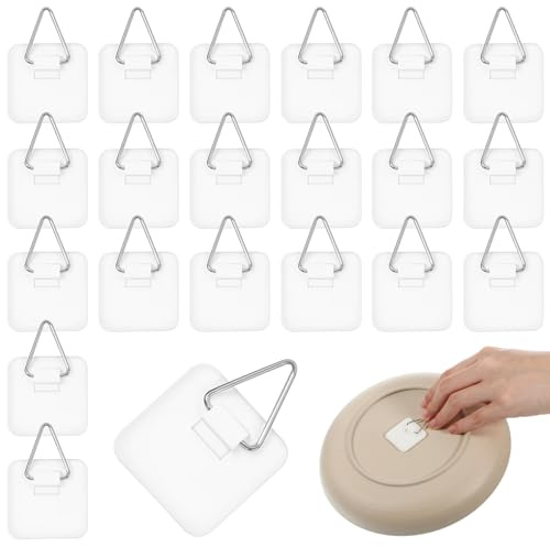 Thinp 20 Pcs Plate Hangers for Walls, Self Adhesive Picture Frame Hooks Without Nails Invisible Sticky Picture Hooks for Photo Frame Wall Art Decor