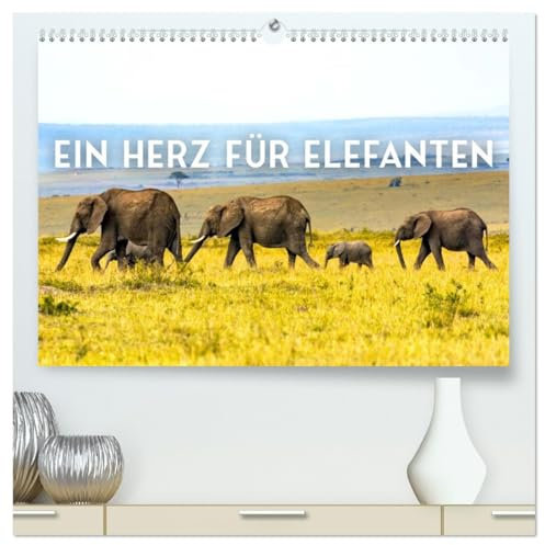 Ein Herz für Elefanten (hochwertiger Premium Wandkalender 2026 DIN A2 quer), Kunstdruck in Hochglanz: Die sanften Riesen der Welt. (CALVENDO Orte)