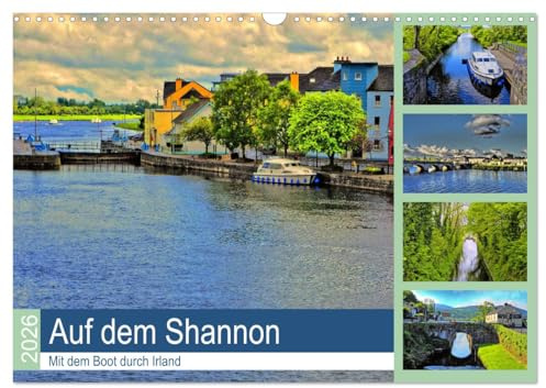 Auf dem Shannon - Mit dem Boot durch Irland (Wandkalender 2026 DIN A3 quer), CALVENDO Monatskalender: Bootsurlaub auf der Grünen Insel (CALVENDO Orte)