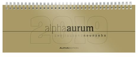 Tisch-Querkalender alpha aurum 2019 - Tischkalender / Bürokalender (29,7 x 10,5) - 1 Woche 2 Seiten - gold: 1 Woche auf 2 Seiten