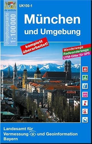 UK100-1 München und Umgebung: Friedberg, Fürstenfeldbruck, Dachau, Erding, Ebersberg, Landsberg am Lech, Starnberg, Weilheim i.OB,Schongau, Penzberg, ... Karte, Freizeitkarte, Wanderkarte, Bayern)