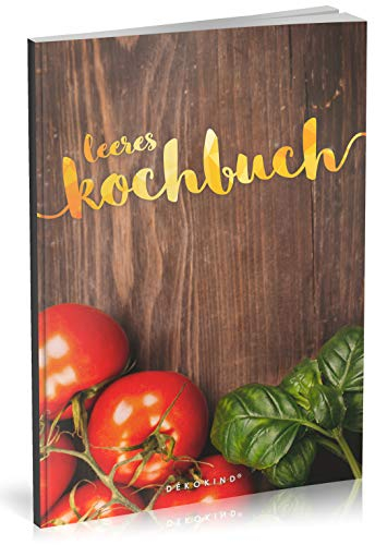 Dékokind® Leeres Kochbuch: Für über 80 Lieblingsrezepte || Ca. A5 Softcover || Rezeptbuch zum Selbstgestalten / Selberschreiben mit Inhaltsverzeichnis || Motiv: Rote Tomaten