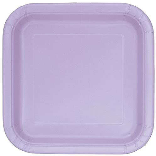 Unique Party- Piatti Quadrati di Carta, Lavanda, 22.2 cm, 31366