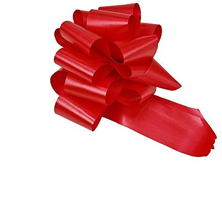 confezione da 50 coccarde autotiranti rosse gran fiocco autotirante rosso da antenna specchietto auto, nastro da 5 cm, lunghezza 150 cm per feste, diametro coccarda 16 cm, laurea, matrimonio, eventi
