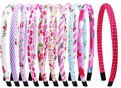 Alice Bands for Girls Kids Headbands Flower Strip Heart Covered Girls Headbands Children Hairbands (10pcs)