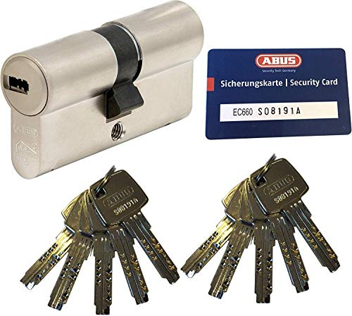 ABUS EC660 Profil-Doppelzylinder Länge (a/b) 45/50mm (c=95mm) mit 10 Schlüssel, mit Sicherungskarte …