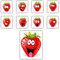 9 verschiedene Folienaufkleber mit Erdbeeren, Aufkleber mit Erdbeer-Gesichtern Größe ca. 5,5 x 5,5 cm