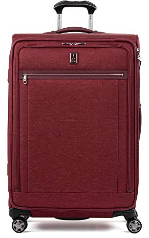 Travelpro Platinum Elite Softside erweiterbares aufgegebenes Gepäck, großer Spinner-Koffer mit 8 Rädern, TSA-Schloss, Herren und Damen, Bordeauxrot, kariert, groß, 83x54x34 cm